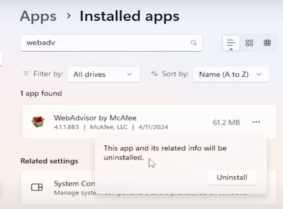 How to Uninstall McAfee WebAdvisor on Windows